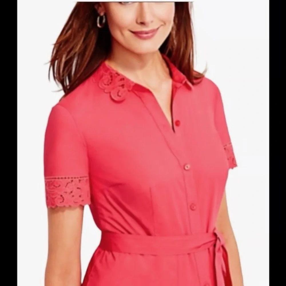 Talbots Coral Button-Down Midi Dress women’s size 16W - Picture 5 of 5